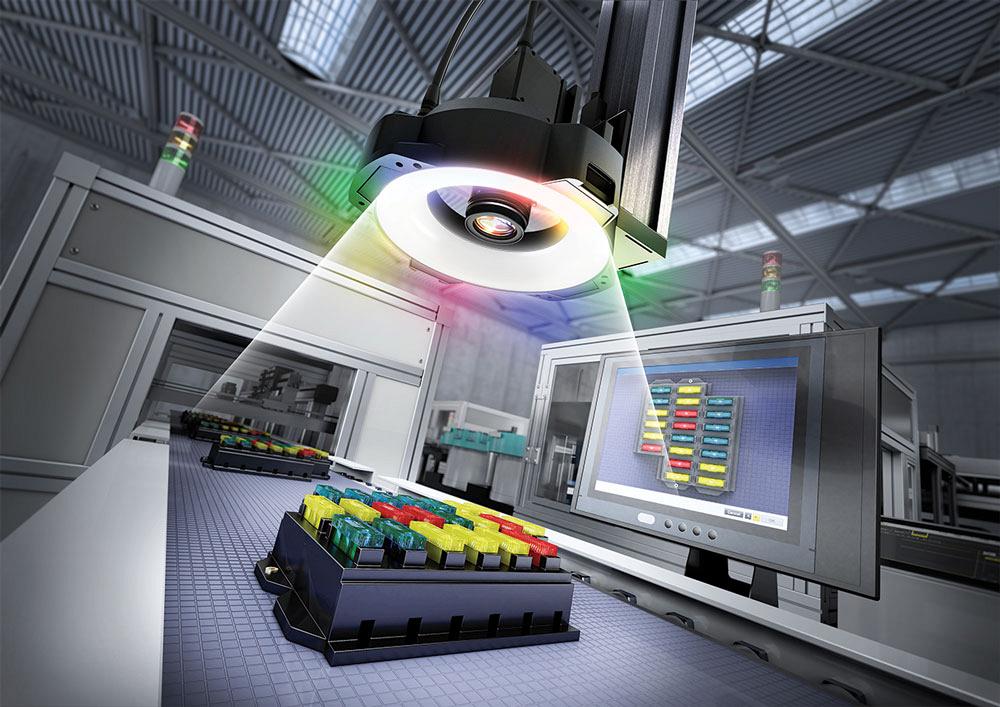 Illustratie van een camerasysteem voor productinspectie